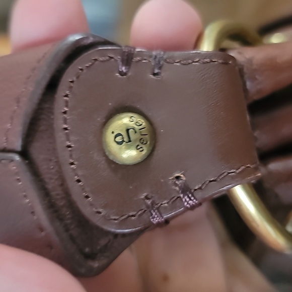 Cole Haan G Series Brown Leather Gold Pocket Shoulder Bag - Picture 4 of 12